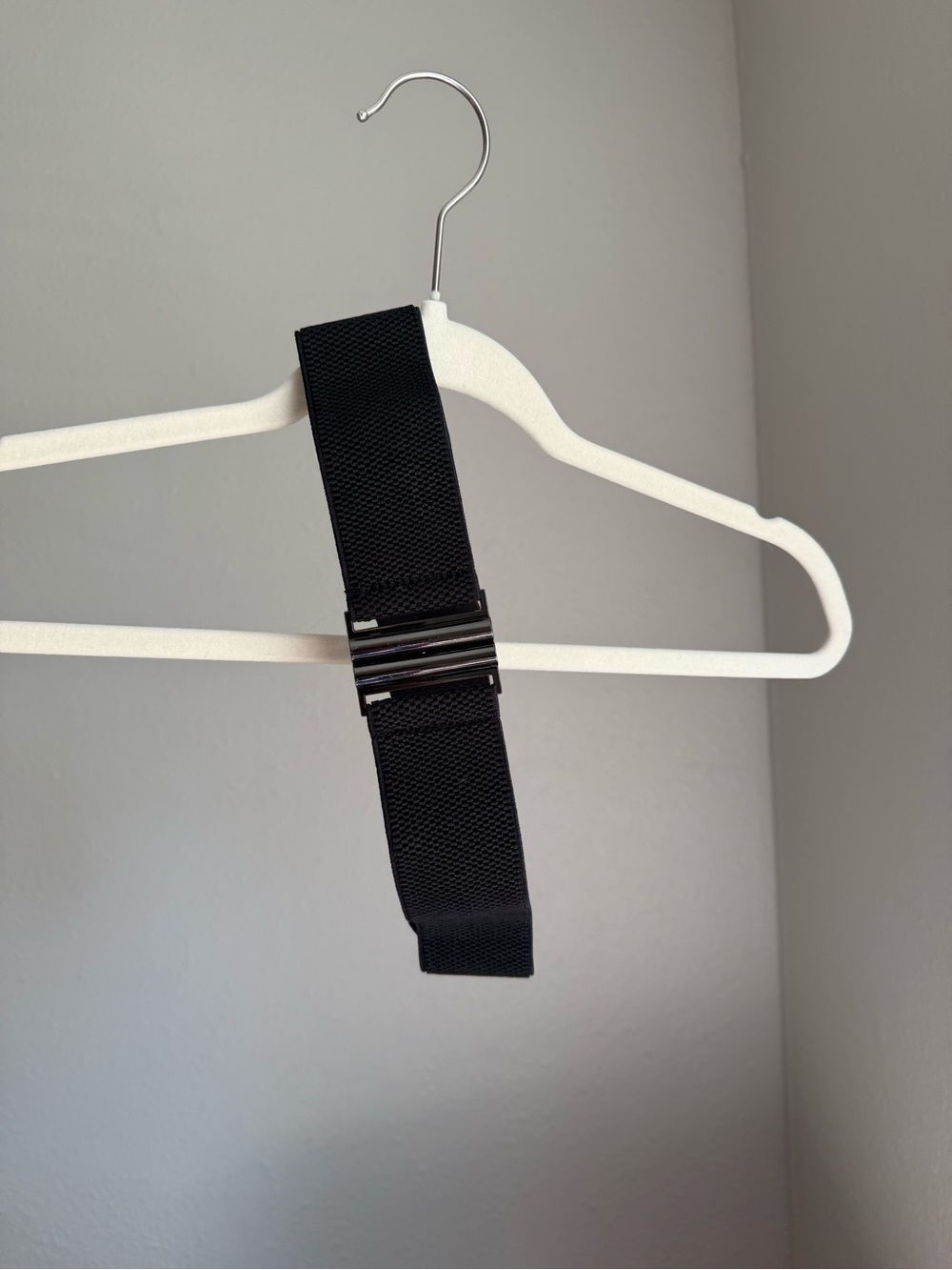 Classic Black Webbing Belt with Metal Buckle - Women’s Accessory